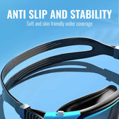 Swimming Goggles for Men – Anti-Fog, UV Protection, Easy-Adjust & Tangle-Free (Blue & Black))