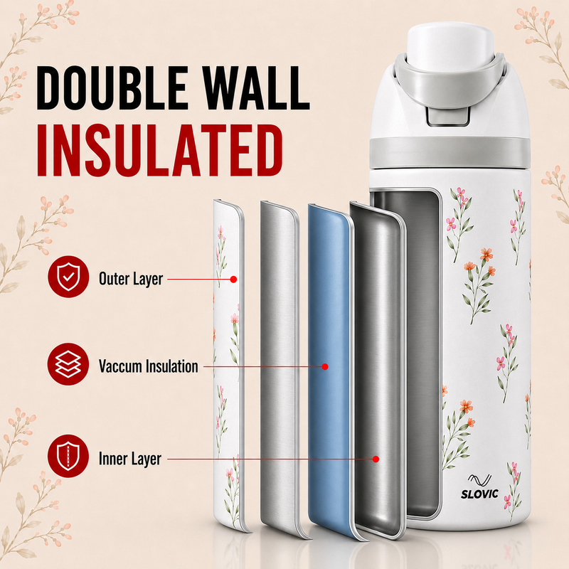 Slovic Insulated Petal Mist Bottle  UV Print - 650ml