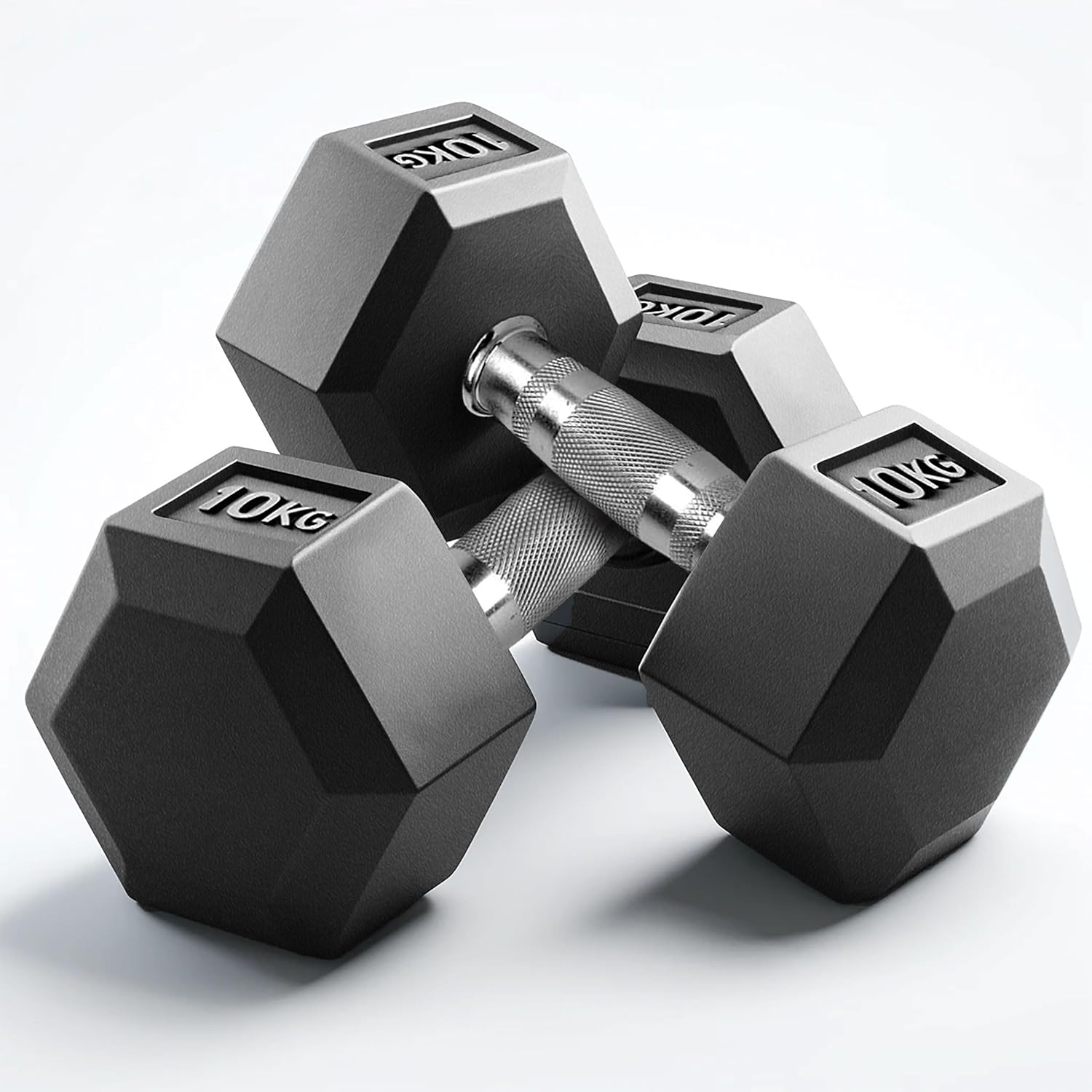 10 kg Hexa Rubber Dumbbells (Pair) | Anti-Slip Grip