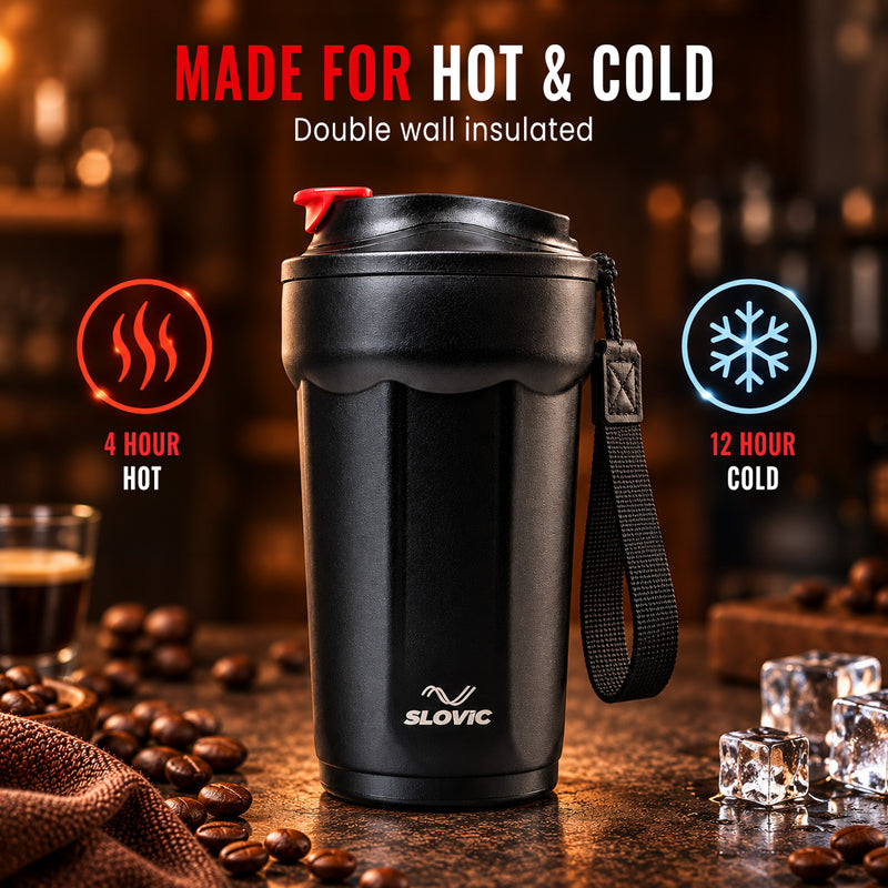 Heat Lock Coffee Tumbler 400ml - Black - Travel Mug