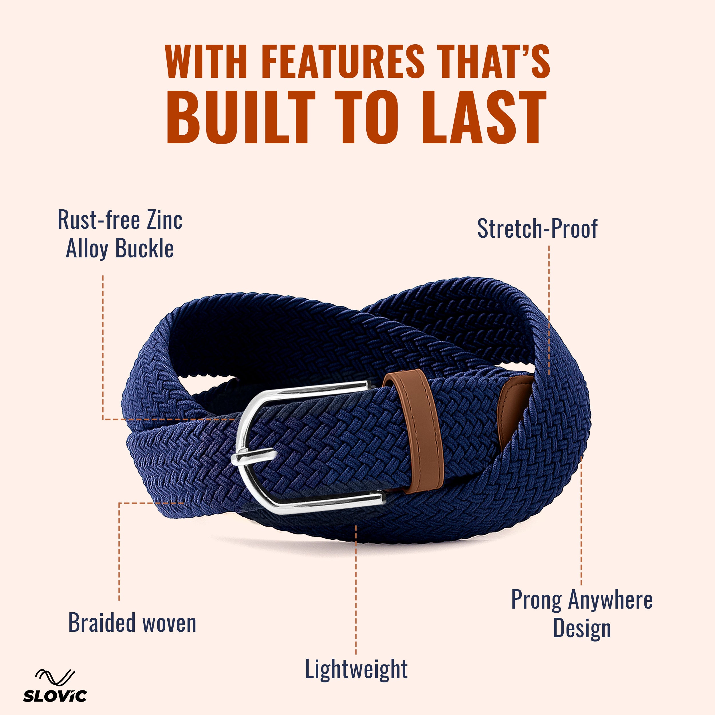 Braided Nylon Woven Belt- Blue