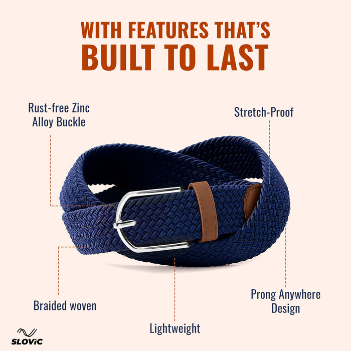 SLOVIC Braided Nylon Woven Belt- Blue