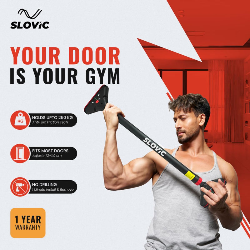 250 kg Adjustable No Screw Pull Up Bar - Wider Grip - Kid