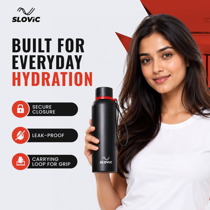 Insulated Water Bottle - 750ml, 24-Hour Temp - Black