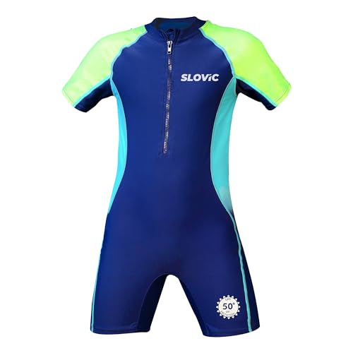 Blue-Neon Swim Costume for Kids – Quick-Dry, Chlorine-Resist, Comfort Fit