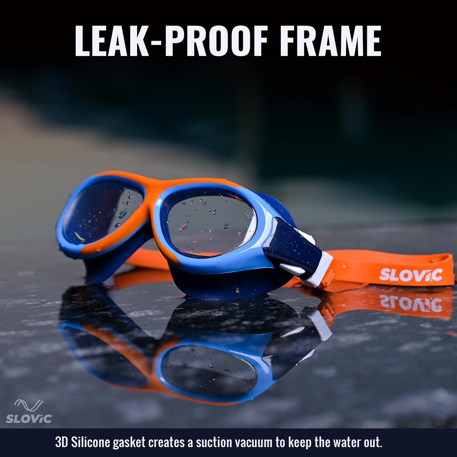Swimming Goggles for Kids (Orange) – UV & Anti-Fog | Includes Ear Plugs & Nose Clip