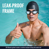 Swimming Combo – Unisex Goggles & Silicone Cap, Anti‑Fog, UV Protection, Universal Fit (Black)