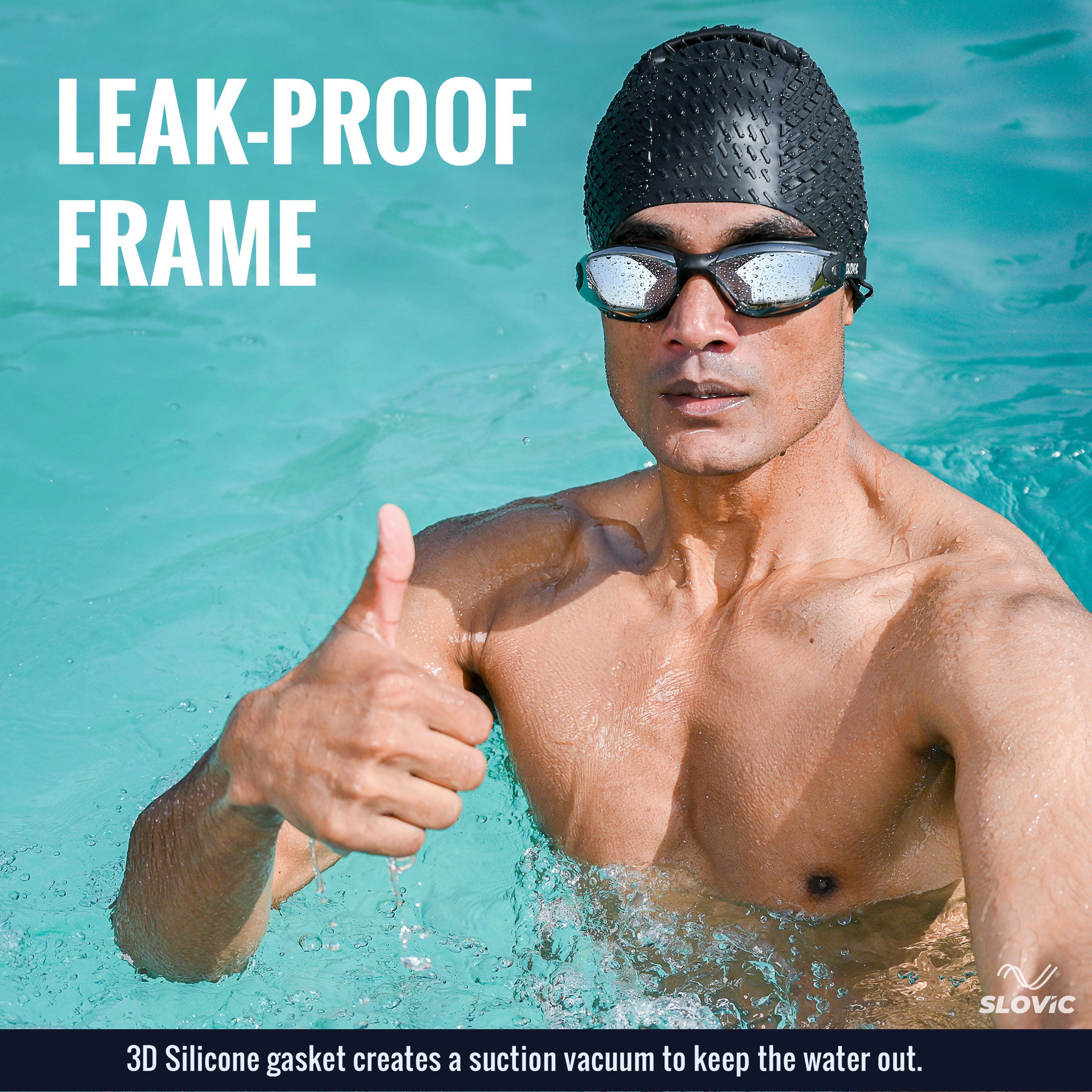 Swimming Combo – Unisex Goggles & Silicone Cap, Anti‑Fog, UV Protection, Universal Fit (Black)