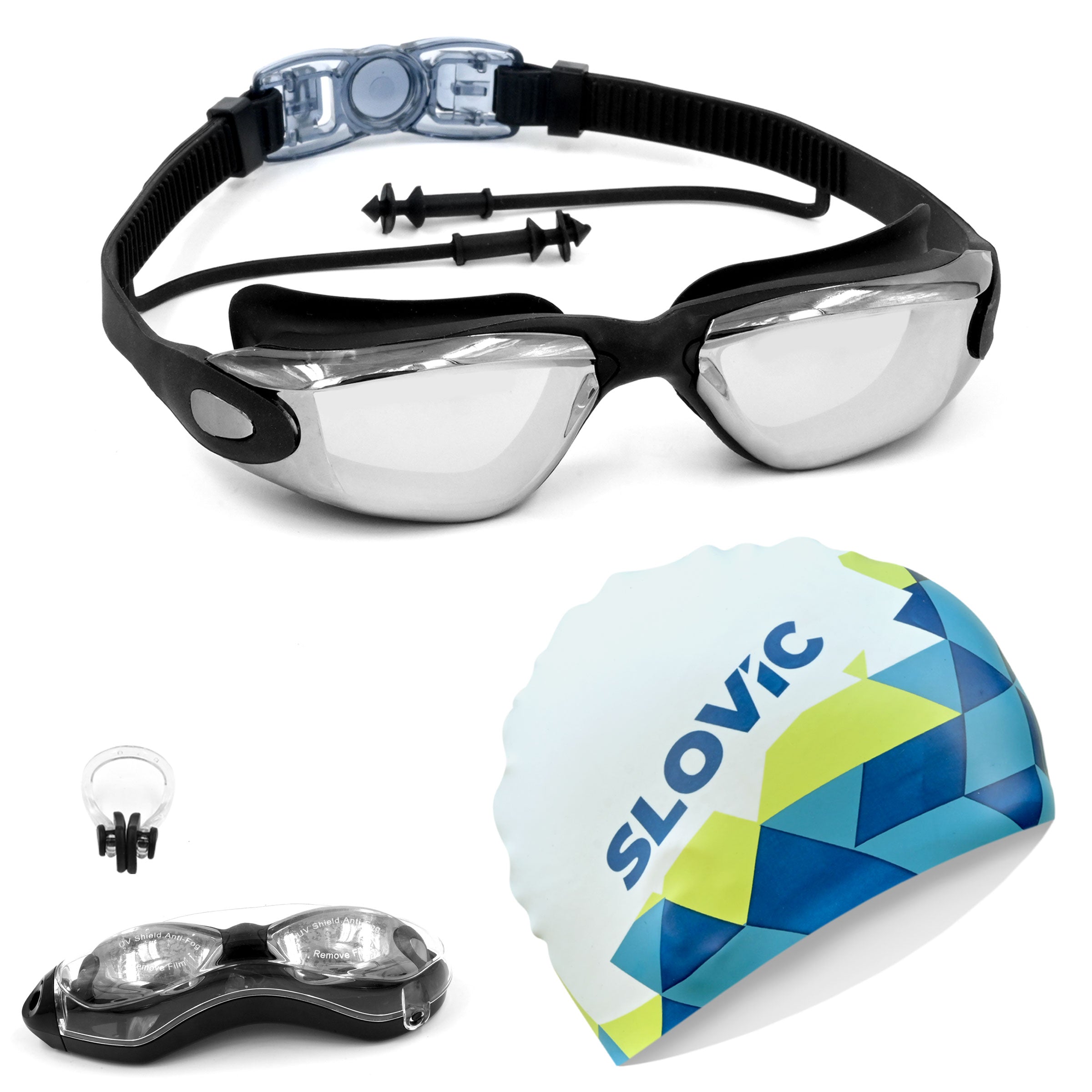 Swimming Combo – Goggles & Silicone Cap, Anti‑Fog, UV Protection (Adult, Unisex)