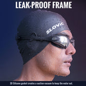 Swimming Combo – Goggles & Silicone Cap, Anti‑Fog, UV Protection | Adult | Unisex | Black