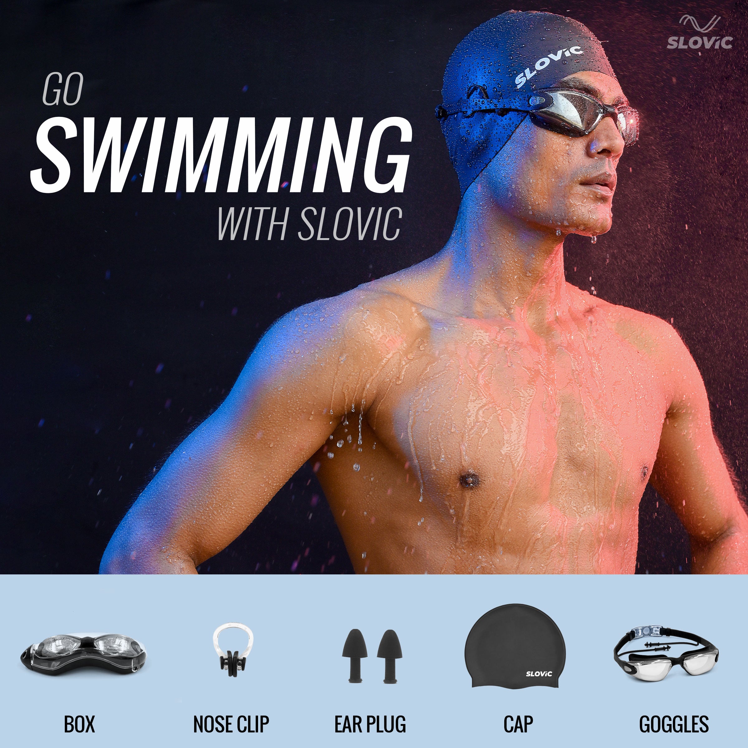 Swimming Combo – Goggles & Silicone Cap, Anti‑Fog, UV Protection | Adult | Unisex | Black