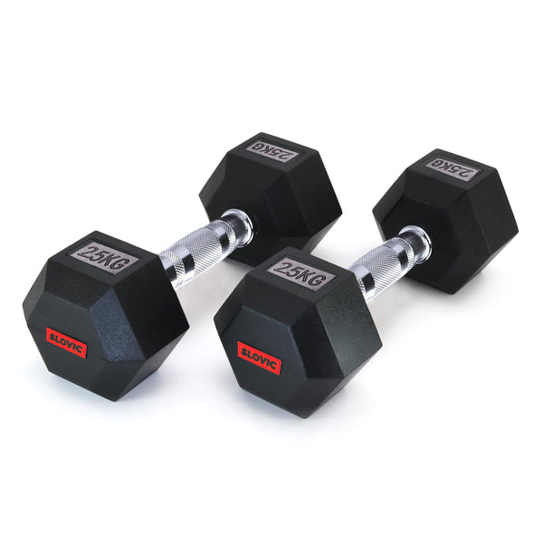 Slovic Anti-slip Hexa Rubber Dumbbells Pair of 2