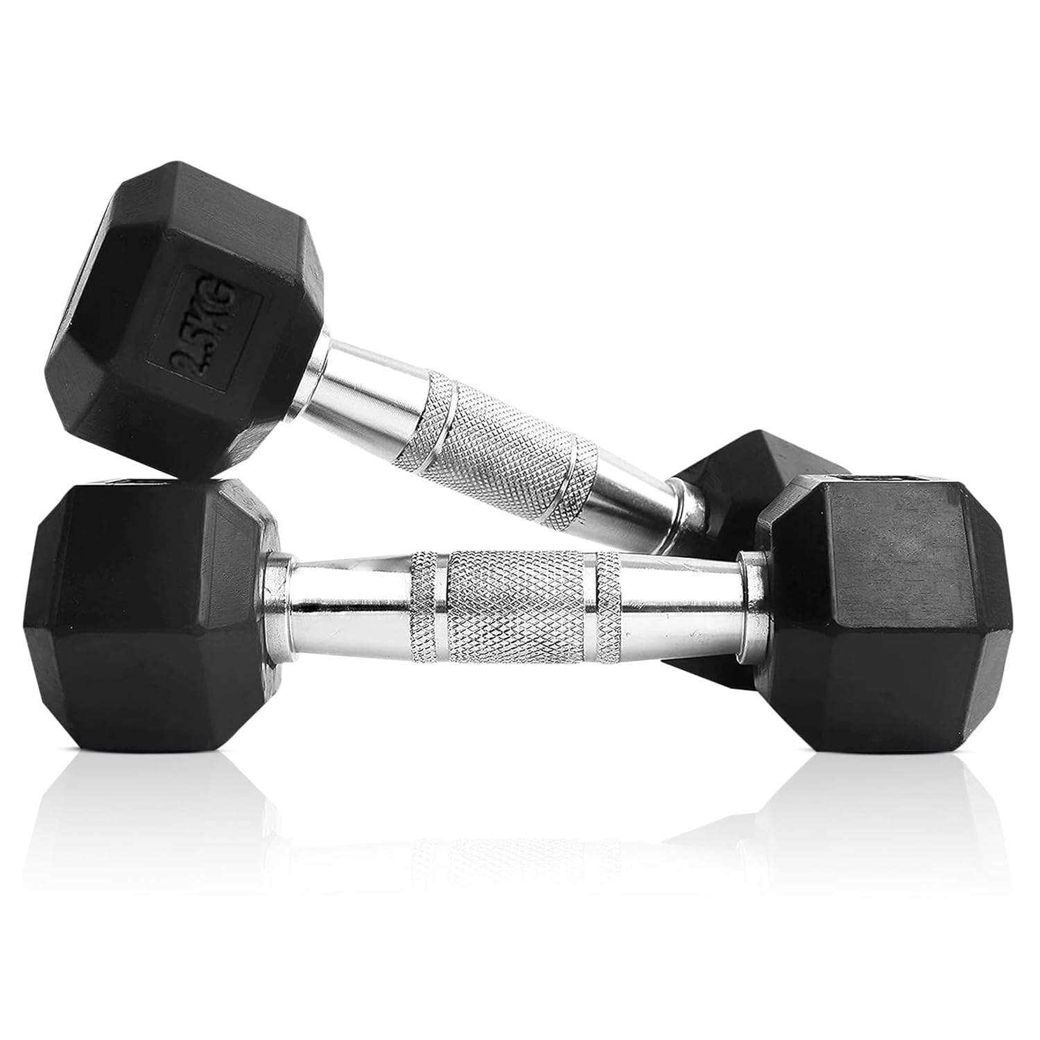 Set of 2 Hexa Rubber Dumbbells | Anti-Slip Grip