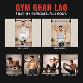 Tiger Shroff holding a Slovic door pull-up bar in a gym setting.