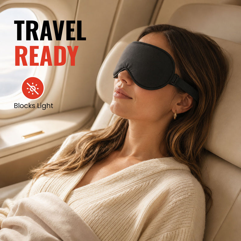 Eye Mask - Black -Soft Sleeping Mask for Relaxation, Travel & Rest