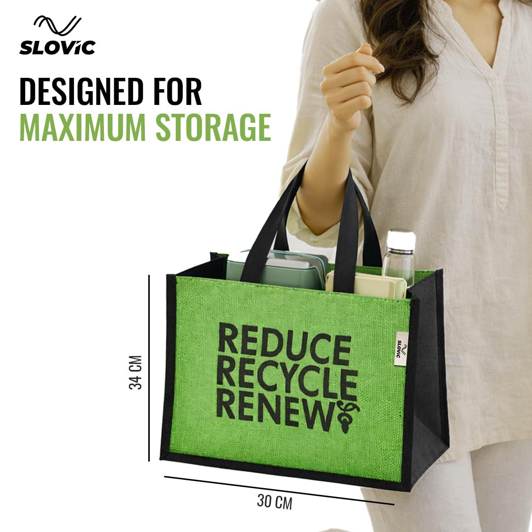 Jute Lunch Bag with Zipper for Office Use 12 L