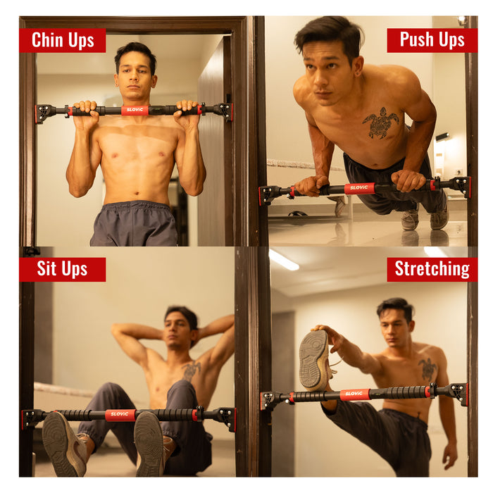 Slovic Pull up Bar for Home Kids [200 KG] | No Screw Pull Up Bar Wall Mounted with Anti-Skid Grip | Pull-up Bar for Home Workout | Gym Equipment for Home Workout (Length 72-110 CM)