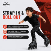 Inline Skating Shoes for Kids | 4 Wheel Roller Skates with Aluminium Frame & ABEC Bearings | Indoor & Outdoor Skates