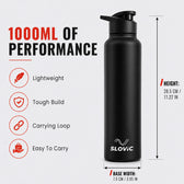 Steel Bottle 1L - Mat Black, Fridge - Sipper