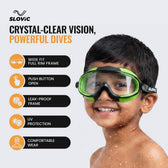 Swimming Goggles for Kids (Green) – UV & Anti-Fog | Includes Ear Plugs & Nose Clip