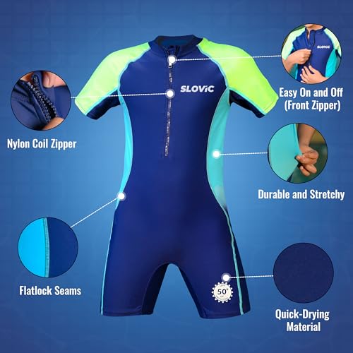 Blue-Neon Swim Costume for Kids – Quick-Dry, Chlorine-Resist, Comfort Fit