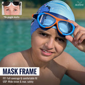 Swimming Goggles for Kids (Orange) – UV & Anti-Fog | Includes Ear Plugs & Nose Clip