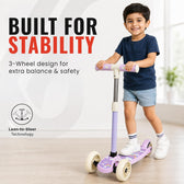Foldable Kick Scooter – 3-Wheel, Adjustable & BIS Approved | Purple