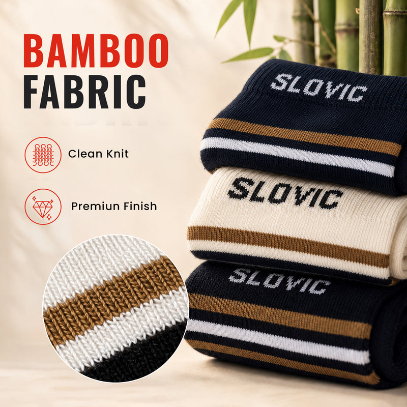 Men's Socks - Set of 3 - Bamboo Fabric - Comfortable Everyday Socks - Multicolour