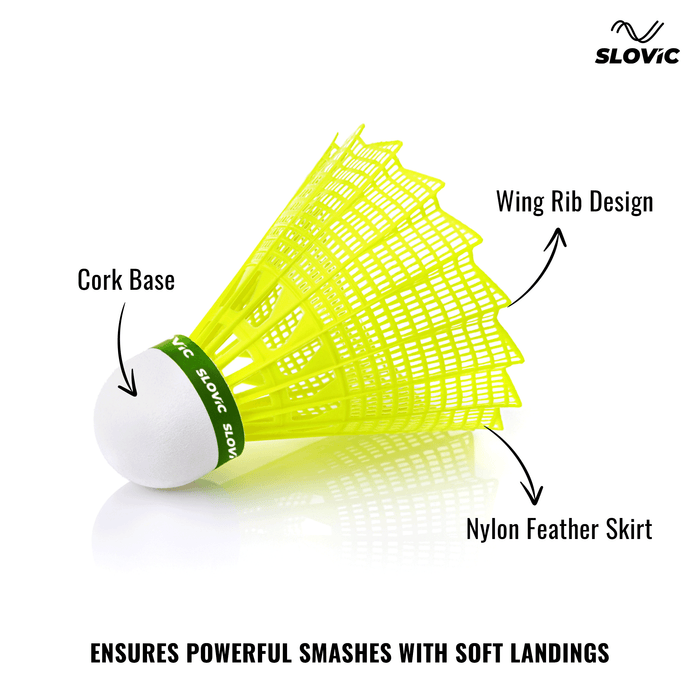 Slovic Nylon Badminton Shuttlecock - Pack of 6