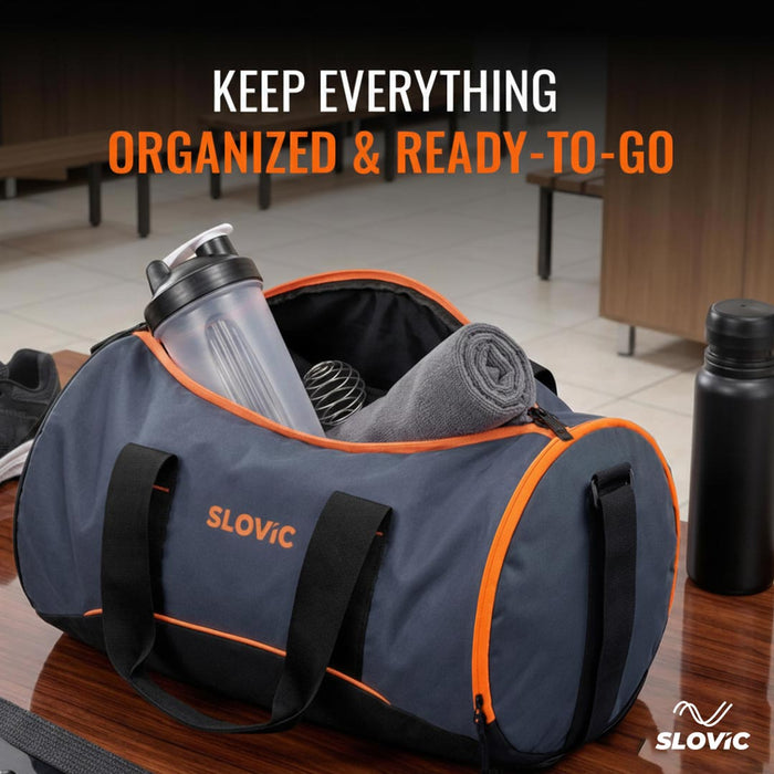Slovic 22L Duffle Gym Bag with Adjustable Strap, Separate Shoe Compartment & 1 Mesh Pocket | Ideal for Gym & Travel Use