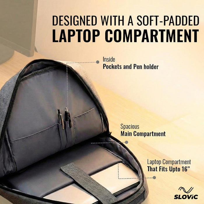 SLOVIC Grey Laptop Bag - 25 LTR