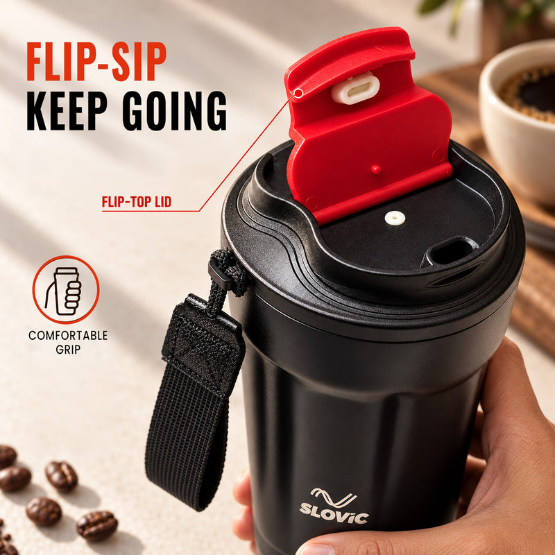Heat Lock Coffee Tumbler 400ml - Black - Travel Mug