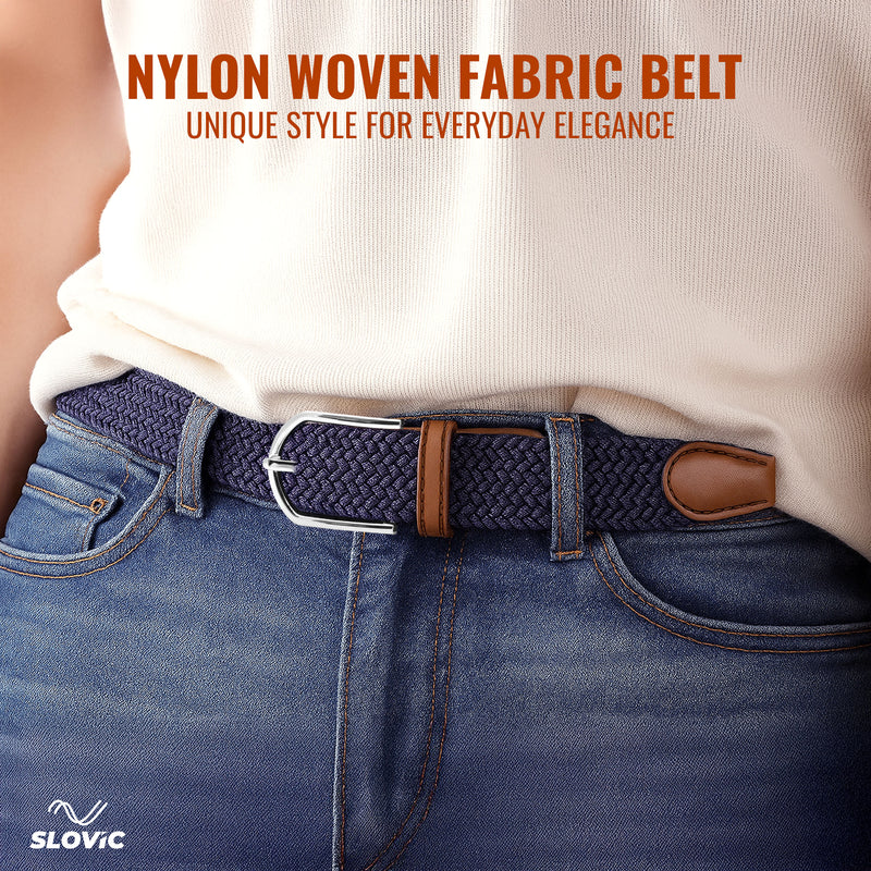 Braided Nylon Woven Belt- Blue