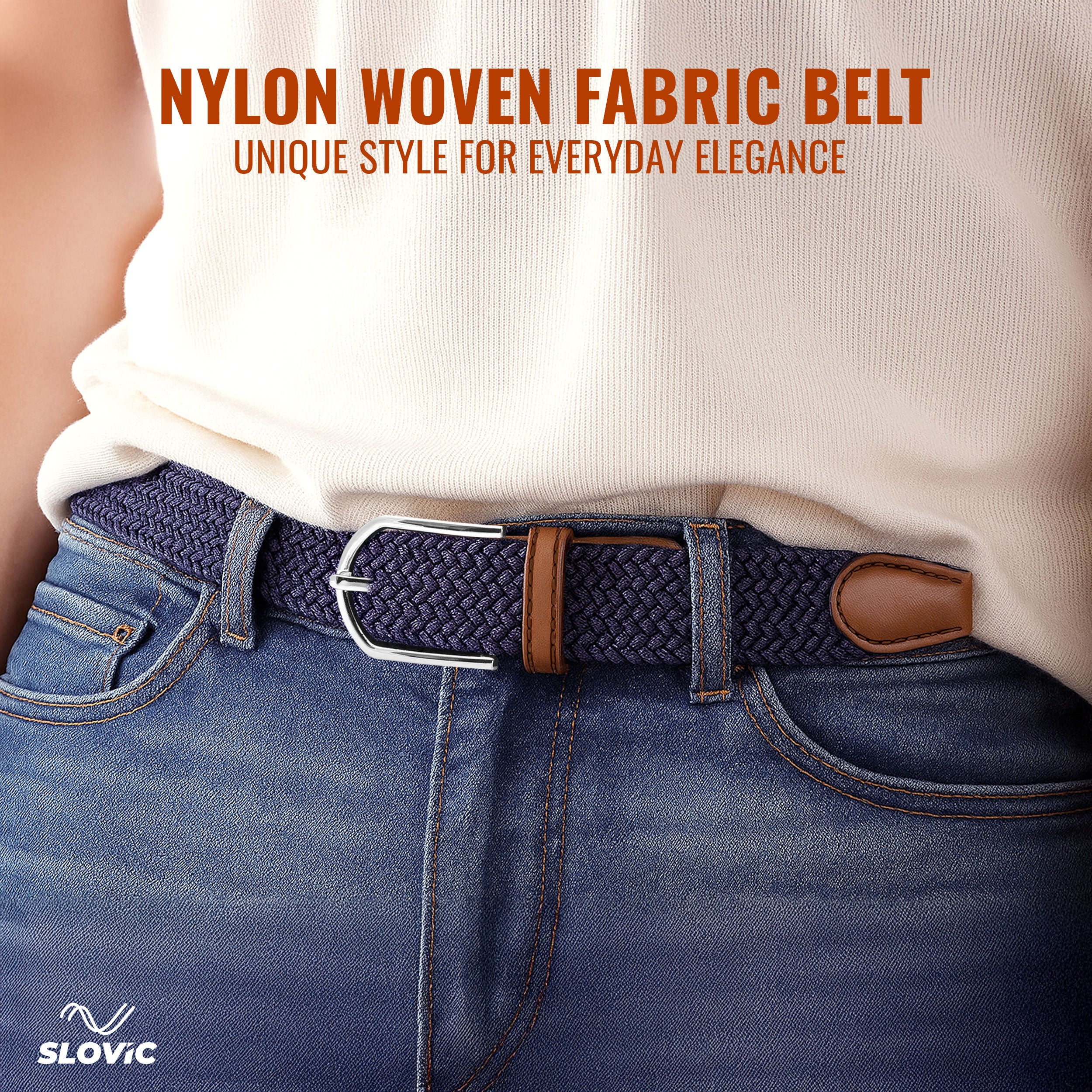 Braided Nylon Woven Belt- Blue