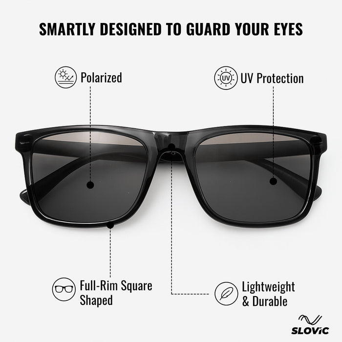 SLOVIC Sunglasses for Men- Black