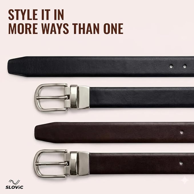 2-in-1 Reversible Leather Belt for Women
