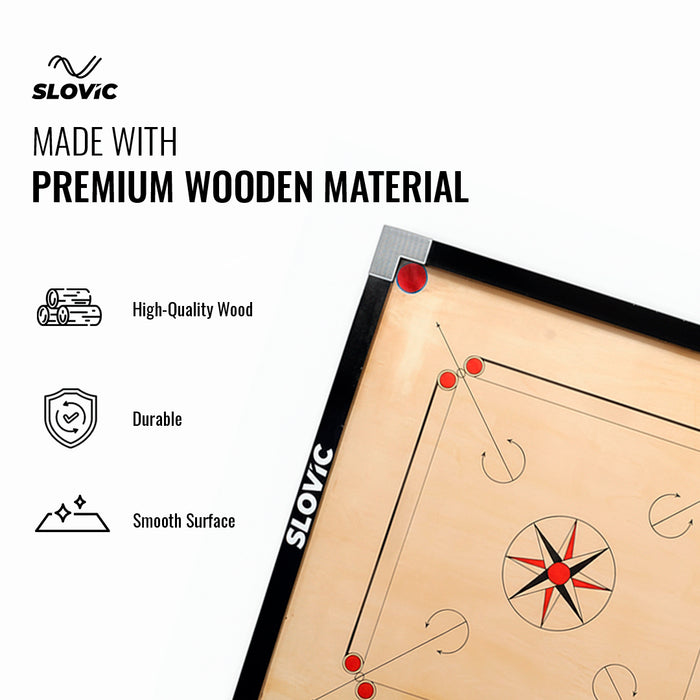Slovic (26 inches) Carrom Board for Home & Professional Practice | Comes with Coins & Striker | Ideal for Indoor & Outdoor Games