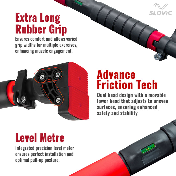 Slovic Pull up Bar for Home Kids [200 KG] | No Screw Pull Up Bar Wall Mounted with Anti-Skid Grip | Pull-up Bar for Home Workout | Gym Equipment for Home Workout (Length 72-110 CM)