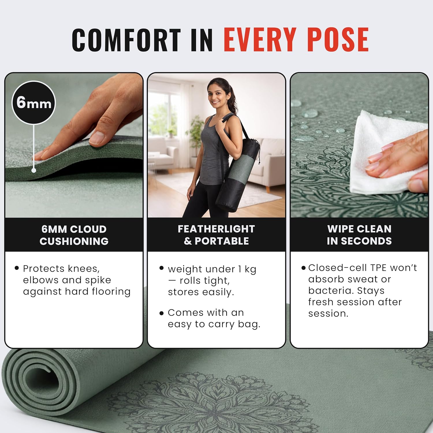 Yoga Mat for Men & Women [6 MM] | Green