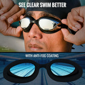 Swimming Combo – Goggles & Silicone Cap, Anti‑Fog, UV Protection, Universal Fit (Black)