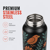 1L Stainless Steel Bottle with Art - India Design, Matt Finish