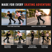 Inline Skating Shoes for Kids | 4 Wheel Roller Skates with Aluminium Frame & ABEC Bearings | Indoor & Outdoor Skates