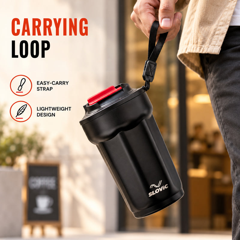 Heat Lock Coffee Tumbler 400ml - Black - Travel Mug