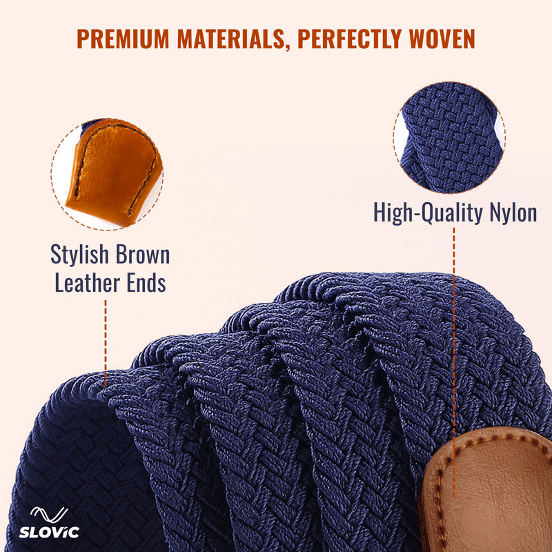 Braided Nylon Woven Belt- Blue