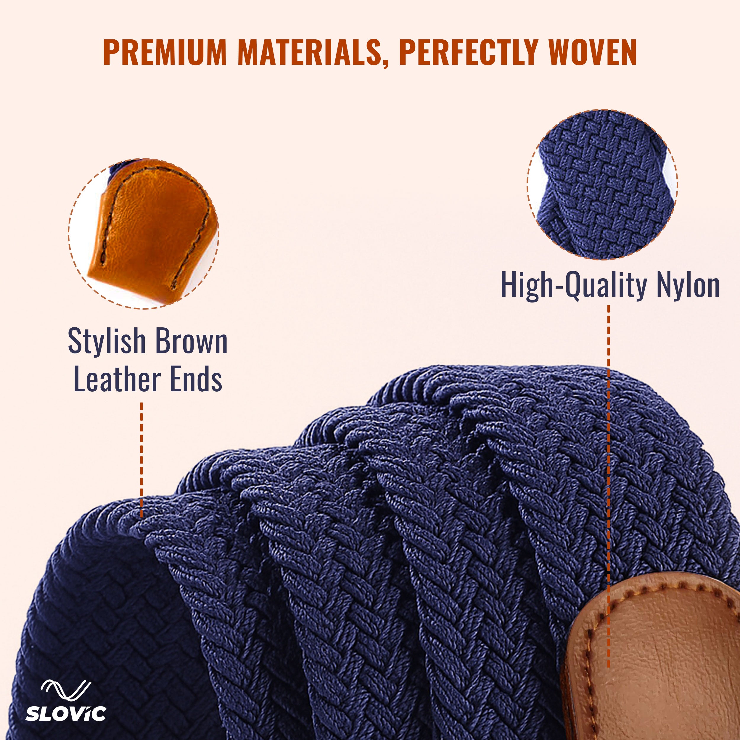Braided Nylon Woven Belt- Blue