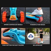 LED Kick Scooter - 3-Wheel, Adjustable & Foldable