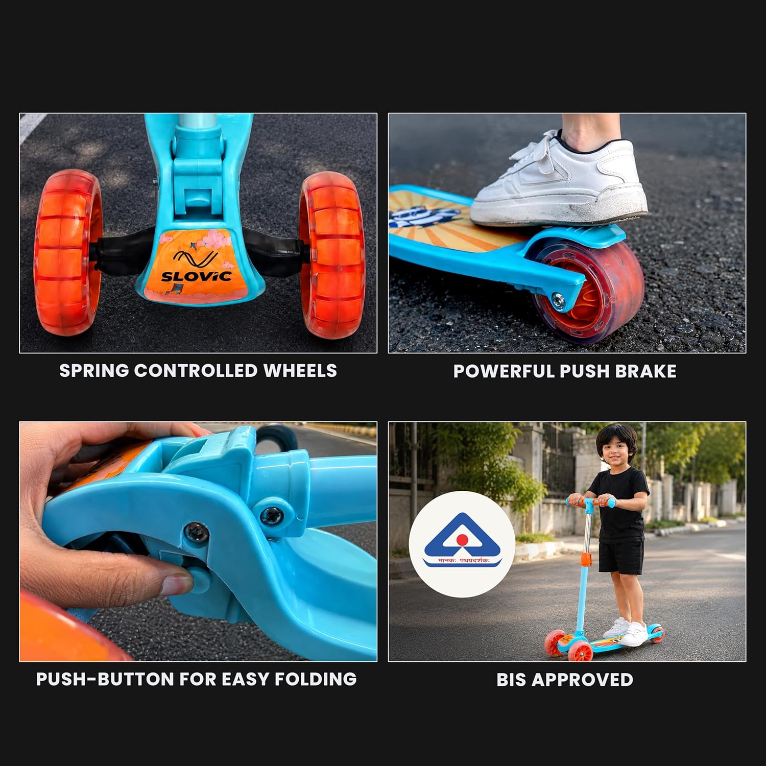 LED Kick Scooter - 3-Wheel, Adjustable & Foldable