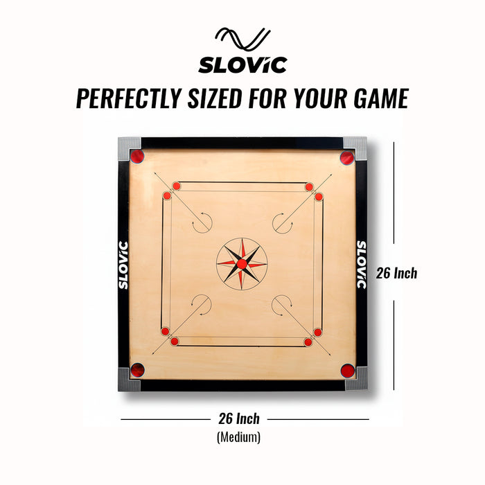 Slovic (26 inches) Carrom Board for Home & Professional Practice | Comes with Coins & Striker | Ideal for Indoor & Outdoor Games