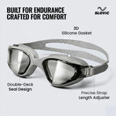 Swimming Goggles – Anti-Fog, UV Protection, Unisex, Easy-Adjust & Tangle-Free (Grey)