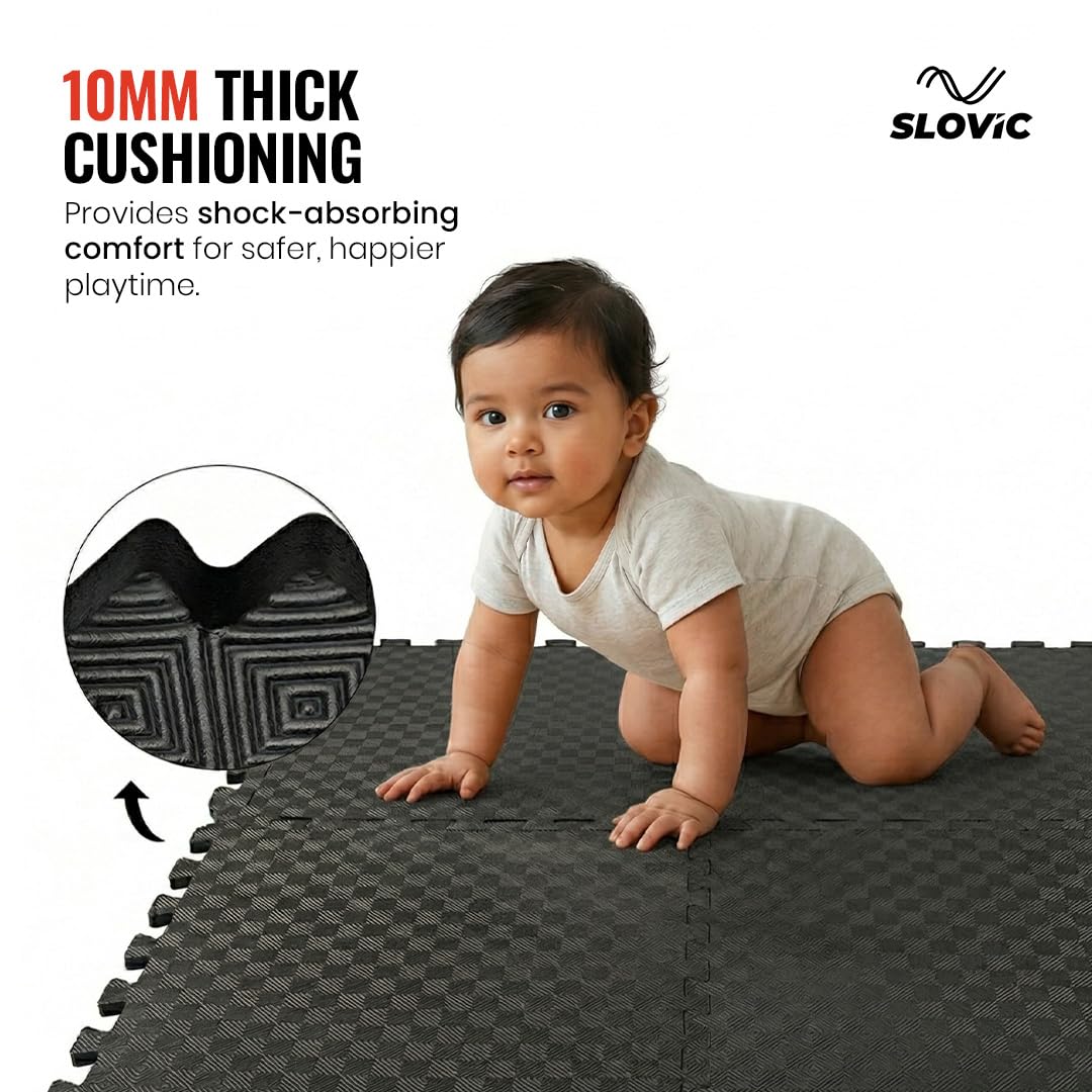EVA Puzzle Mat 10mm | Black | 24" X 24"
